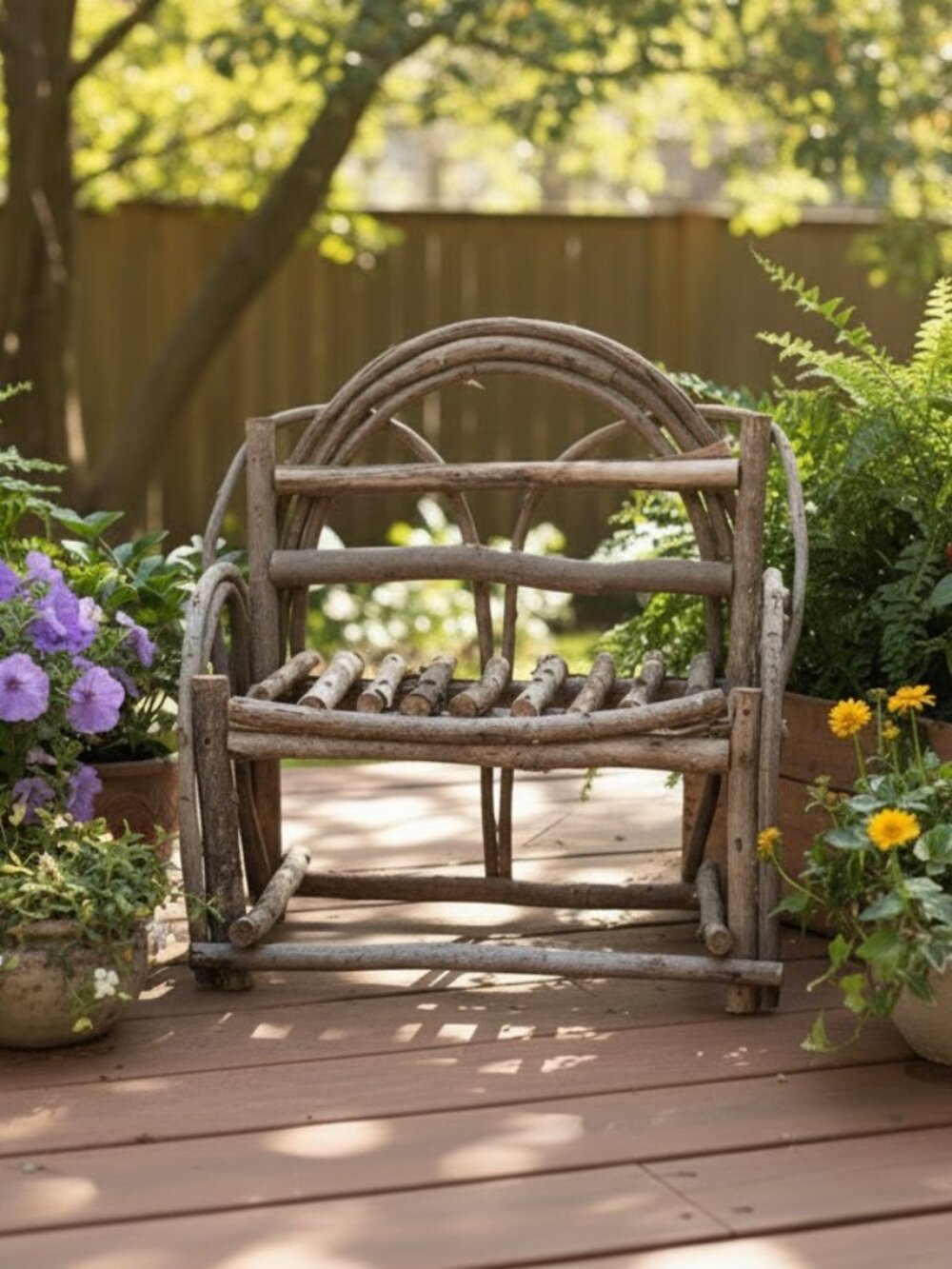 Vintage Twig Plant Chair Wood Grape Vine Rustic Primitive 12" x 13" Doll Decor
